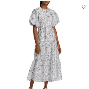 SIR the Label Dimitri Tiered Open-Back Midi-Dress in Ivory NWT